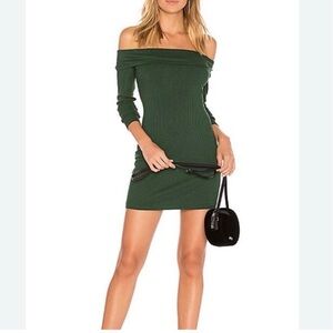 REVOLVE Privacy Please Forest Green Off-Shoulder Mini Dress